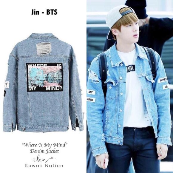 Aieryiyi Jackets & Blazers - Sold - KAWAII NATION BTS K-POP Where Is My Mind Patch Distressed Denim Jacket